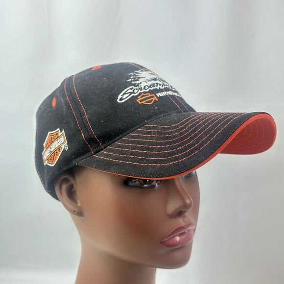Harley Davidson Motocycles Screamin Eagle Flame Hat Black Orange Cap . - Picture 1 of 9